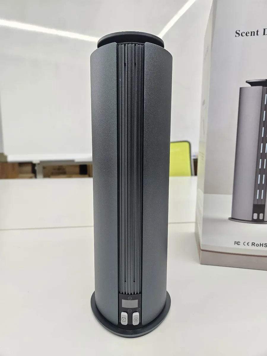 전자디퓨저 NANO-10BA 측면 스프레이 구멍과 하단 버튼 디테일